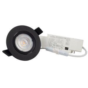 LED Einbauleuchte Slim68 Alu schwarz, rund, 9W, warmweiß, DALI dimmbar