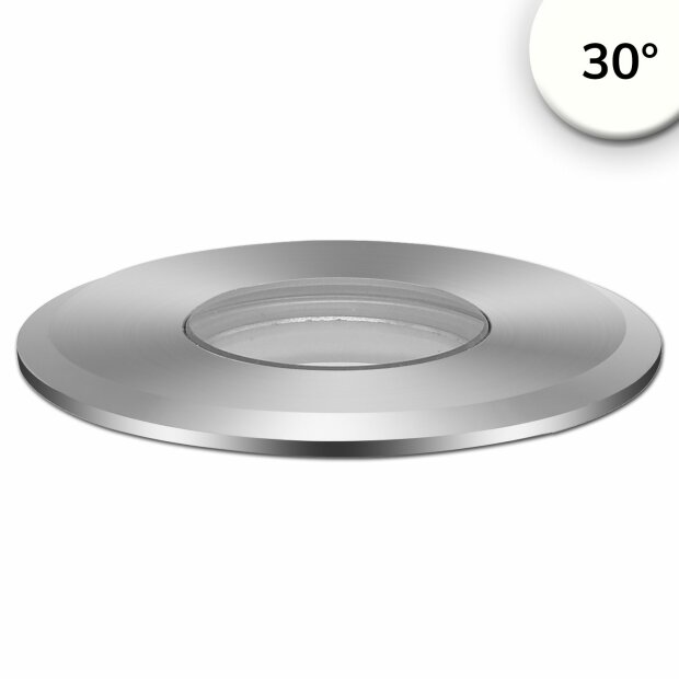 LED Bodeneinbaustrahler, rund 55mm, Edelstahl, 12-24V, IP67, 3W, 30°, neutralweiß