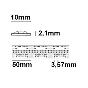 LED COB RGB Linear Flexband, 24V DC, 14,4W, IP20, 5m...