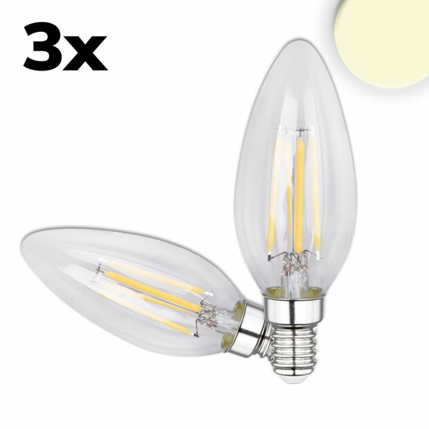 E14 LED Kerze, 4W, klar, warmweiß, 3er Pack