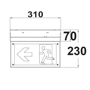Vertikales Schild für LED Notlicht/Fluchtwegleuchte UNI4