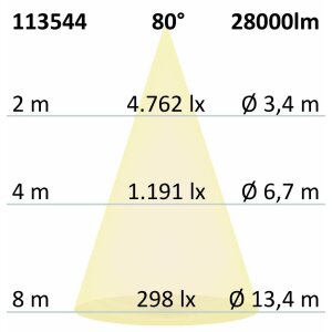 LED Hallenleuchte FL 200W, Alu-Reflektor, 80°, IP65, DALI dimmbar, kaltweiß