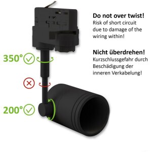 3-Phasen Schienen-Adapter für GU10-Spots, schwarz matt