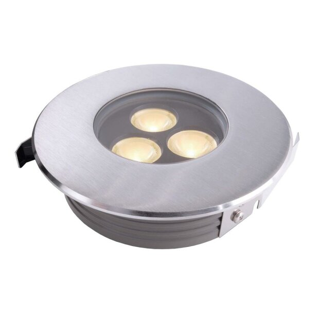 Bodeneinbauleuchte, Flat II 105 mm, 5,5 W, 3000 K, Silber, 220-240 V/AC