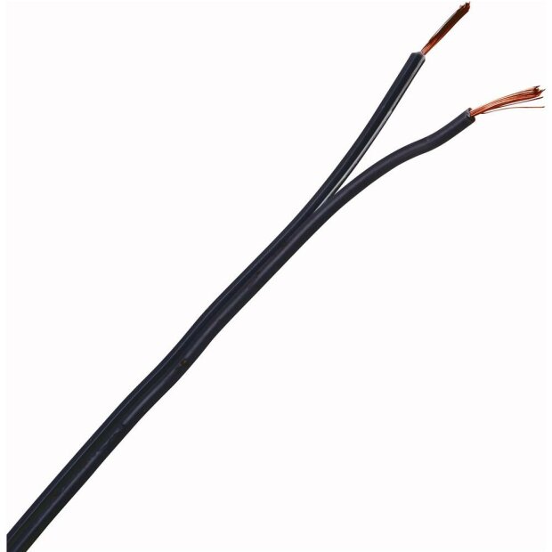 Leichte Schlauchleitung, flache Ausführung H03VV-H2F 2x0, 75mm², 2-adrig, 200m Spule, Farbe: schwarz