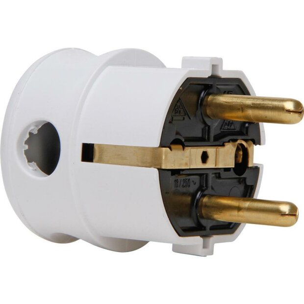 Kunststoff-Schutzkontakt-Winkelstecker, 2 Schutzkontaktsysteme , für Kabelquerschnitt bis 3 x 1, 5qmm