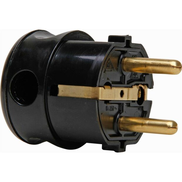 Kunststoff-Schutzkontakt-Winkelstecker, 2 Schutzkontaktsysteme , für Kabel bis 3x 1, 5mm²,